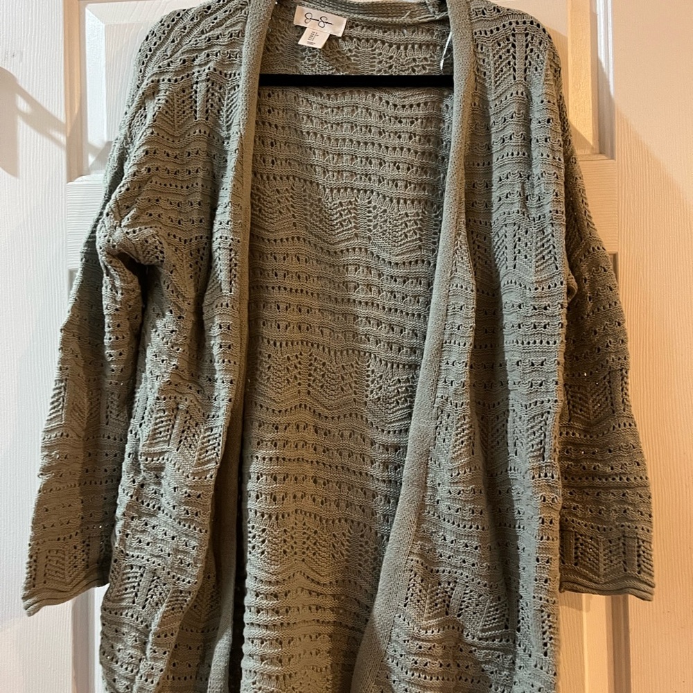 Jessica Simpson Sage Open Knit Cardigan 60 percent cotton 40 percent acrylic
